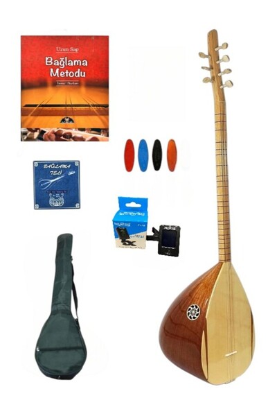 Sazhane Uzun Sap Başlangıç Düzeyi Bağlama Seti (Kılıf-Tel-Tezene-Tuner-Metot)