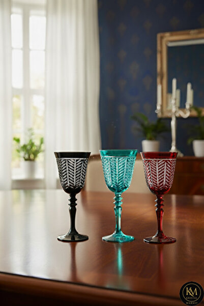 Kristal Market 3 Parça Yaprak Desenli Ayaklı Bardak 270ml Paşabahçe