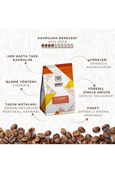 Grizzly Coffee Roasters El Salvador Divina Providencia Espresso Kahve 250 Gr.