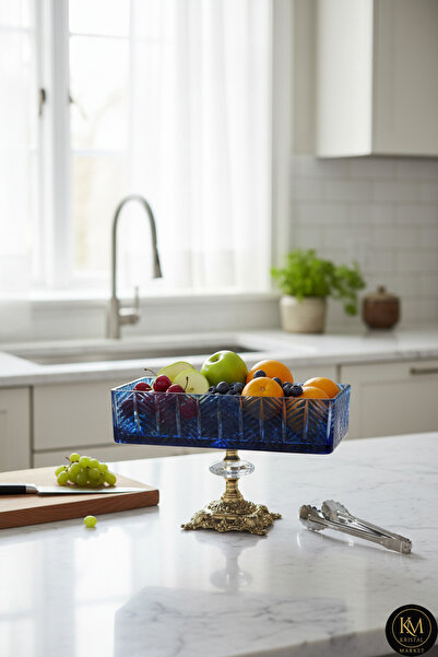 Kristal Market El Yapımı Kristal Paris Desenli Baton Dekoratif Sunumluk Sofra Sunum Kasesi