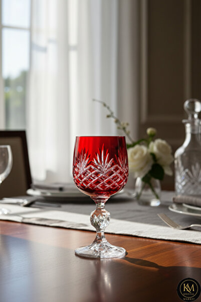 Kristal Market El Yapımı Kristal Püsküllü Renkli Lüks Ayaklı Kadeh Kahve Yanı Su Bardağı