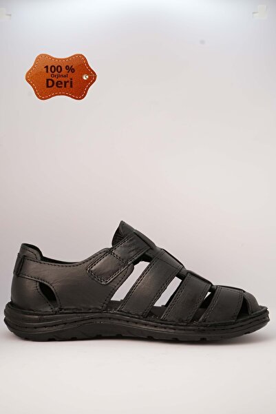 Kristal Kr.100 Anatomical Sole Closed Front Genuine Leather Men's Sandals