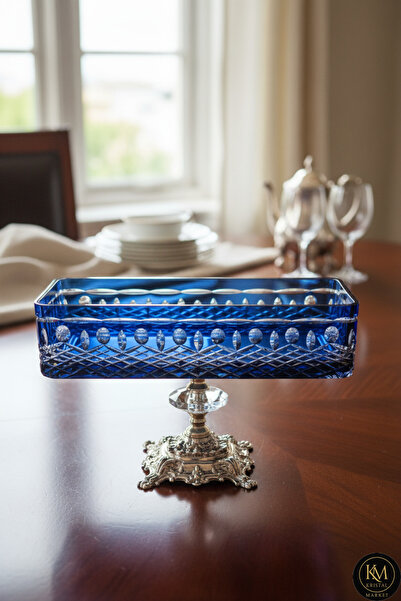 Kristal Market El Yapımı Kristal Royal Desenli Baton Dekoratif Sunumluk Sofra Sunum Kasesi