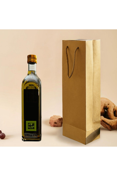 roco paper Kraft Karton Çanta, Şişelik, Hediye ve Taşıma Çantası, 12x10x38 Cm, 25 Adet