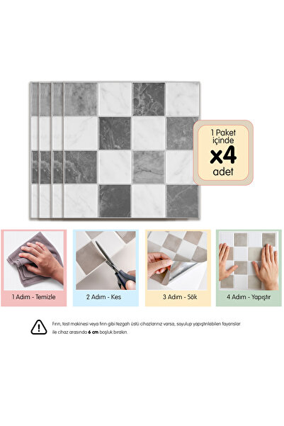 Stickez Tiles 3d Kendinden Yapışkanlı Duvar Karosu 30,5 cm x 30,5 cm (4 ADET) 0,371 m²