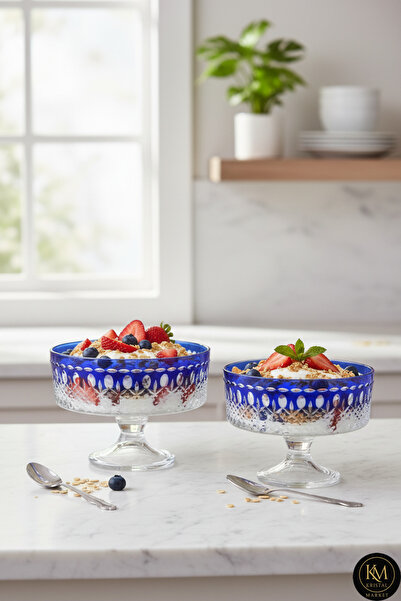 Kristal Market 25cm Ve 19cm Lüks Ayaklı Meyvelik Çiftli 2 Adet