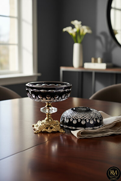 Kristal Market El Yapımı Kesme Kristal Royal Desen Dekoratif Sunumluk Kapalı ...