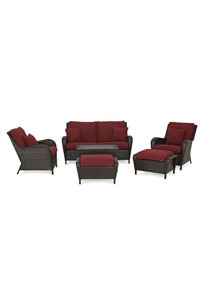 Maison Mex Set mobilier gradina/terasa 6 piese, SUNTIME, negru/grena