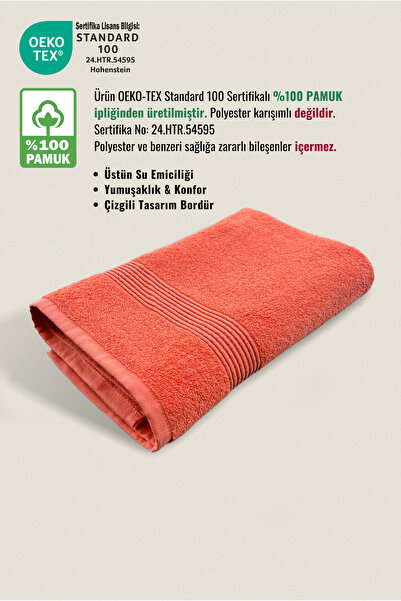 Ellaline Банний рушник 100% бавовна, сертифікований, з смугастим бордюром, 70x140 см - помаранчевий (1 шт.)