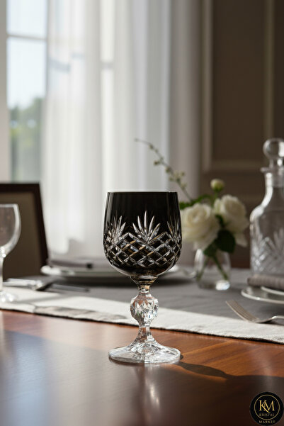 Kristal Market El Yapımı Kristal Püsküllü Renkli Lüks Ayaklı Kadeh Kahve Yanı Su Bardağı