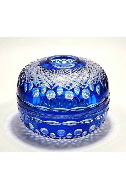 Kristal Market Ручна робота, вирізаний кришталь, візерунок Royal, декоративна тарілка, закрита серветниця