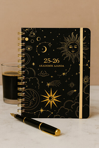 Andofis Академичен дневник Мотивационен A5 Спирална подвързия Твърда корица Еластичен Септември 2025 Декември 2026 Дневник