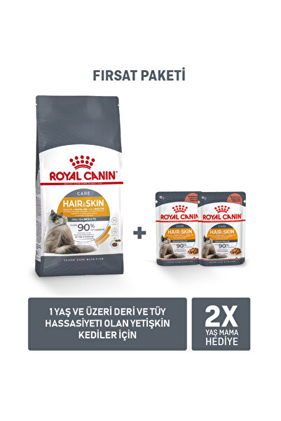Royal Canin Hair and Skin Care 4 Kg + Hair and Skin Gravy x 2 Adet Hediye