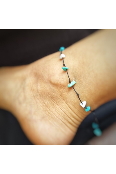 Wild Bracelets Anklet with semi-precious stones, howlite and turquoise
