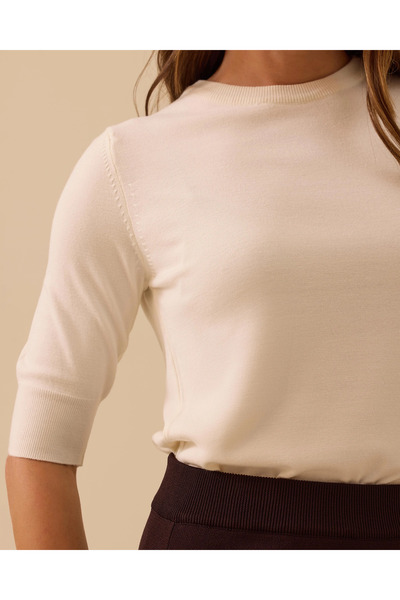 SEÇİL Short Sleeve Basic Knit Blouse