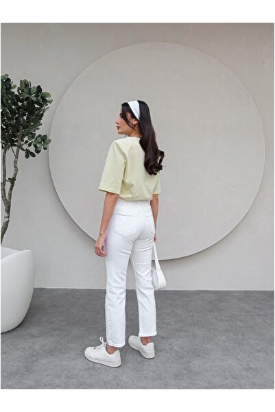 ESRAHELVACI Pantaloni Momfit Jean cu accesorii în talie