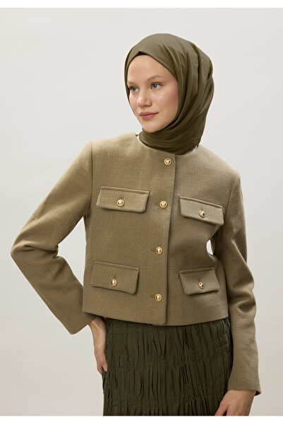 Fresh شال فوال قطني رقيق باللون الأخضر الزيتوني