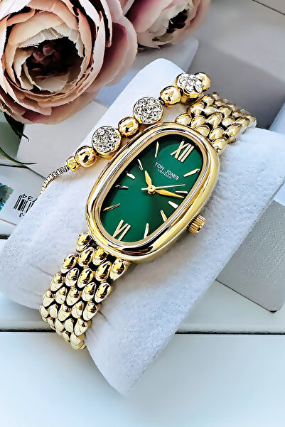 Tom Jones ساعة يد نسائية أصلية 3 أتم مقاوم للماء سوار فولاذي ذهبي + سوار هدية...