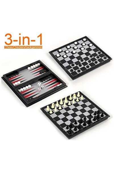 SyaMAG Joc magnetic 3 în 1: șah, table și dame, 35x35x2 cm