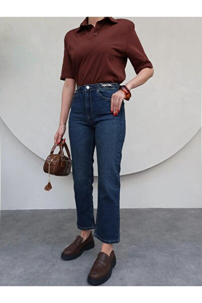 ESRAHELVACI Παντελόνι Momfit Jean με αξεσουάρ μέσης