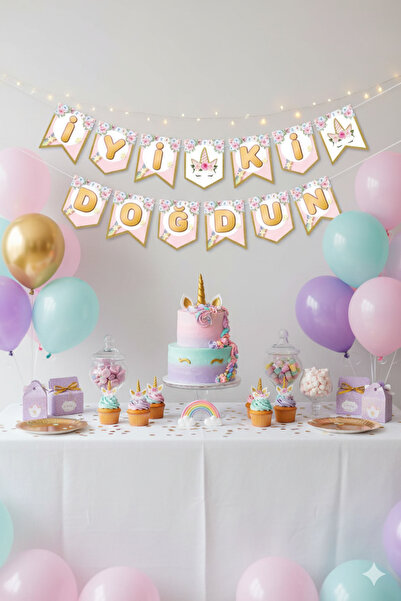Deniz Party Store Καλή ημέρα γενεθλίων με θέμα το μονόκερο