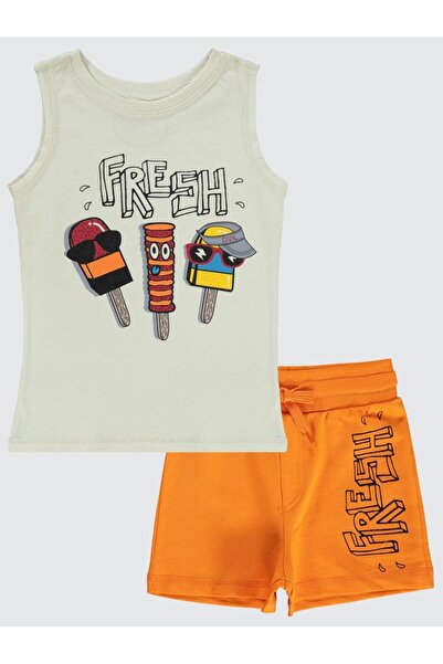 Civil Boys طقم فريش مطبوع للأعمار من 2-5 سنوات مع شورت - لون عاجي