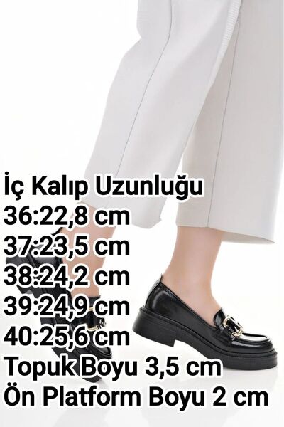 BAHRİNA SİYAH KIRIŞIK RUGAN ZİNCİR TOKA LOAFER AYAKKABI