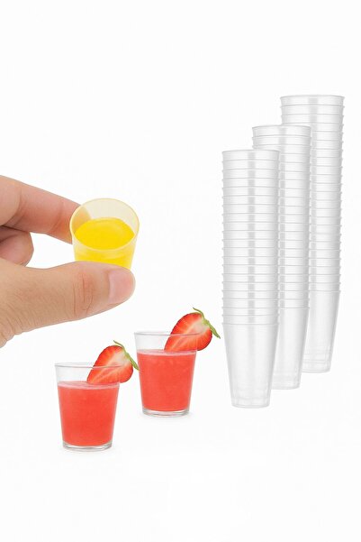 Ambalaj Evi Şeffaf Mika Sert Shot Bardağı 50 cc Şerbet Kahve Yanı Bardağı– 10 Lu Paket Sunum ve İkram Bardağı