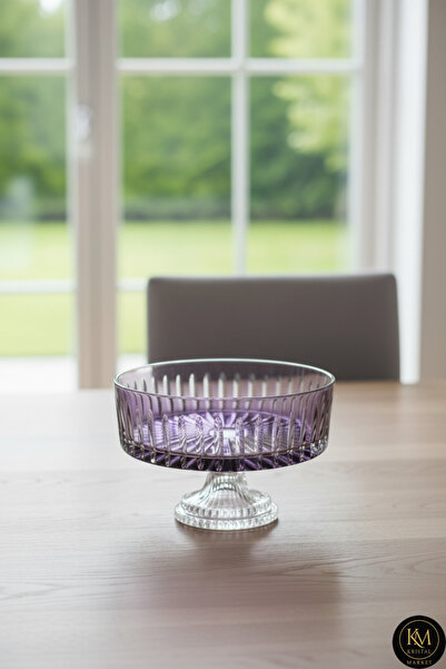 Kristal Market KRİSTAL KESME DEKOR SOFRA KASE SUNUMLUK MEYVELİK 25CM