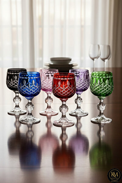 Kristal Market 6'lı Bohemia Kristall 150ml Lüks Kahve Yanı Su Bardağı Royal Desen