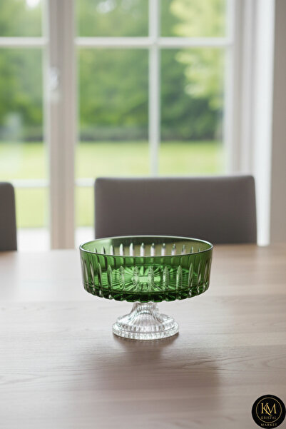 Kristal Market KRİSTAL KESME DEKOR SOFRA KASE SUNUMLUK MEYVELİK 25CM