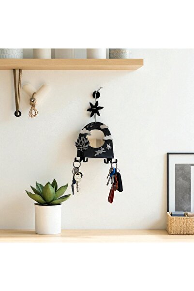 vivus in حامل مفاتيح معلق على الحائط على شكل أرنب مع مرآة، مصنوع يدويًا بنمط ...