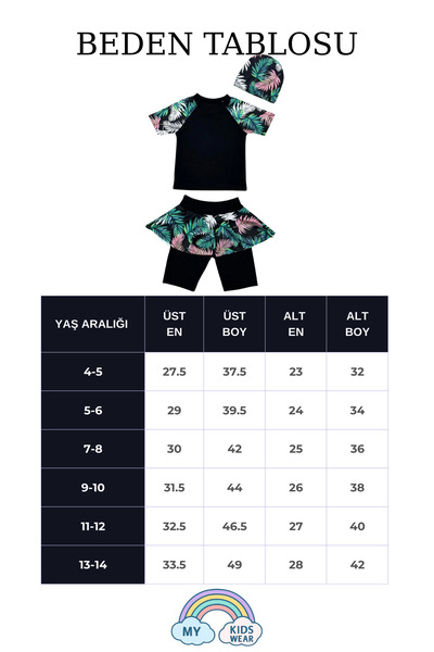 My Kids Wear Likralı Dalgıç Kumaş Üç Parça Kız çocuk Mayo