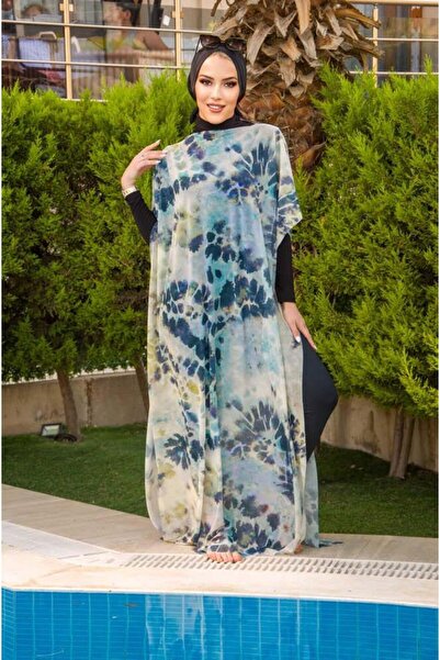 Aişe tesettür Turquoise Tie-Dye Patterned Hijab Pareo