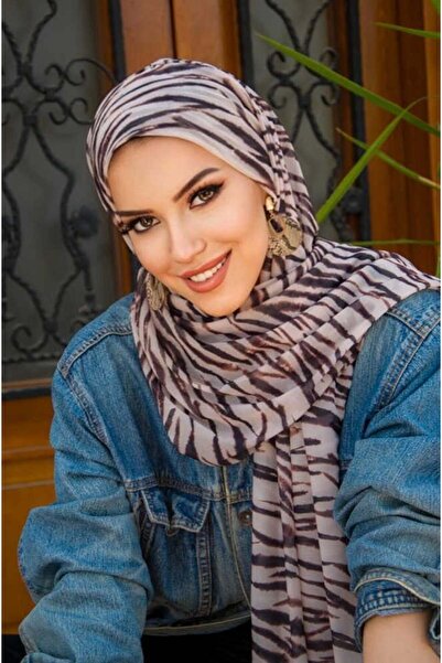 Aişe tesettür Έτοιμο σάλι με μοτίβο ζέβρας