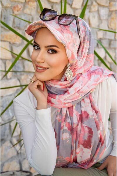 Aişe tesettür مسحوق رمادي نمط قبعة باندانا شال