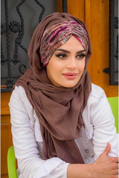 Aişe tesettür Vizon Batik Desenli Hazır Şal
