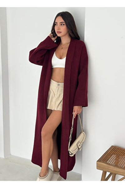 MAXXANA Šálový límec Dlouhý pletený Cardigan