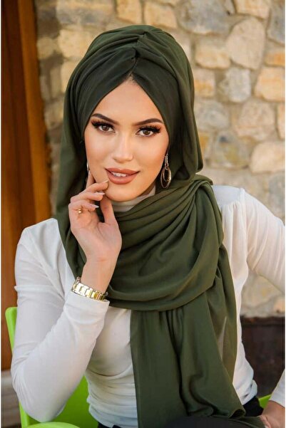 Aişe tesettür Khaki Twist Twisted Ready Shawl