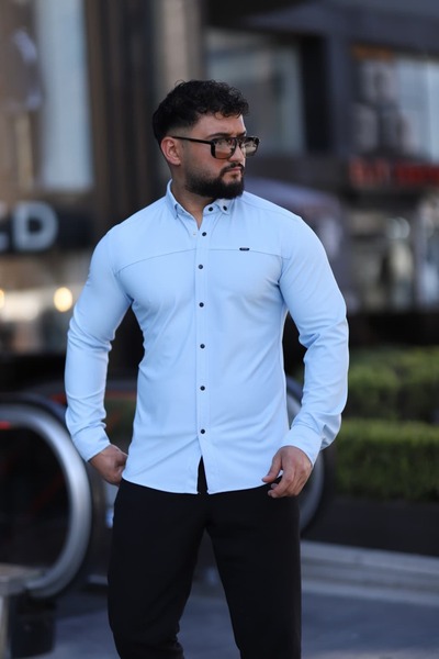 L-KOM Slim Fit Uzun Kollu Klasik Yaka Düğmeli Gömlek - Şık & Günlük Kombin