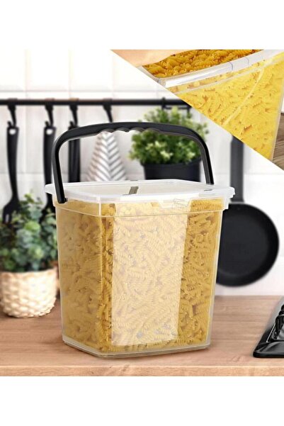 Stile Cucina Mega Boy 2-Piece Square Flour Container 6 Liters - Detergent Dispenser Storage Box with Handles Transparent