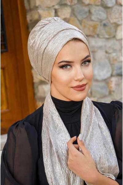 Aişe tesettür Rose Gold Piliseli Abiye Atkılı Bone