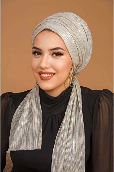 Aişe tesettür Gümüş Piliseli Abiye Atkılı Bone