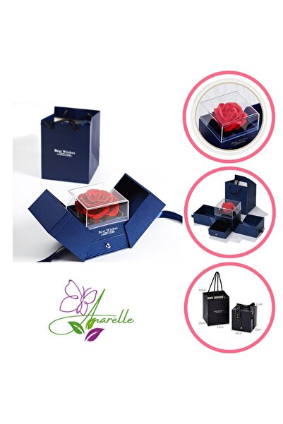 Manolex Romantic gift box, eternal rose, jewelry container, blue