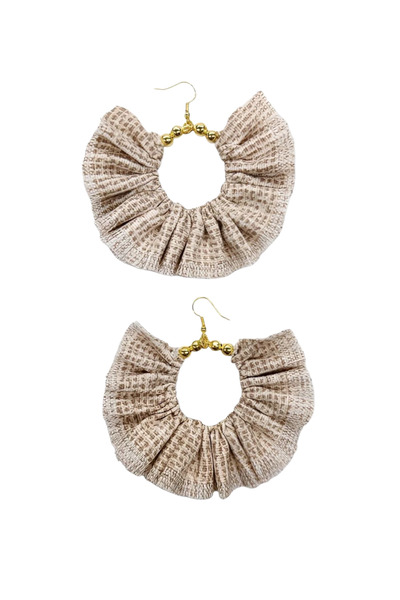 maia Mink Color Fabric Gold Color Bead & Ring Design Dangle Earrings