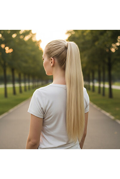 Mina Peruk Bağlamalı Düz At Kuyruğu - Kumral Beyaz Platin Röfleli