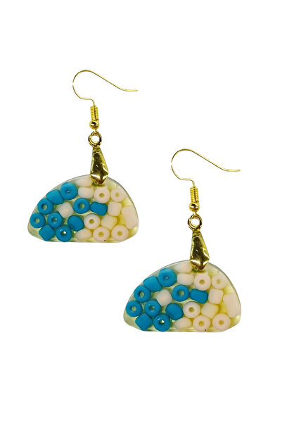 maia Women's Gold Color Dangle Earrings – Beaded Design