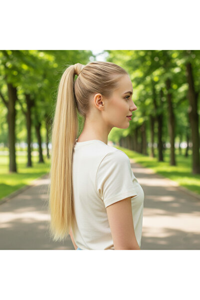 Mina Peruk Bağlamalı Düz At Kuyruğu - Balköpüğü Beyaz Platin Röfleli