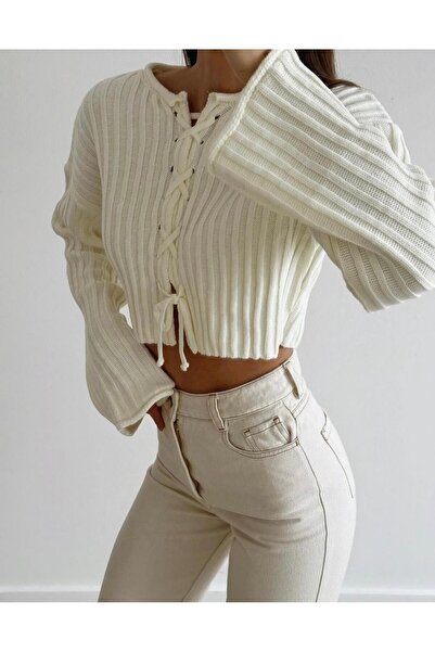 TOFİX textile بلوزة موسمية من التريكو برباط على شكل حبل وتصميم متموج