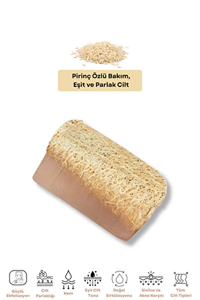 ilaslan international %100 Doğal Kabak Lifli Pirinç Özlü Sabun Cilt Tonu Eşit...